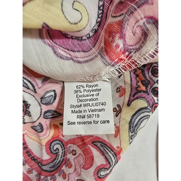 NY Collection Paisley Print Off-Shoulder Top Bell Sleeves Crochet Size 2X New - Picture 5 of 14